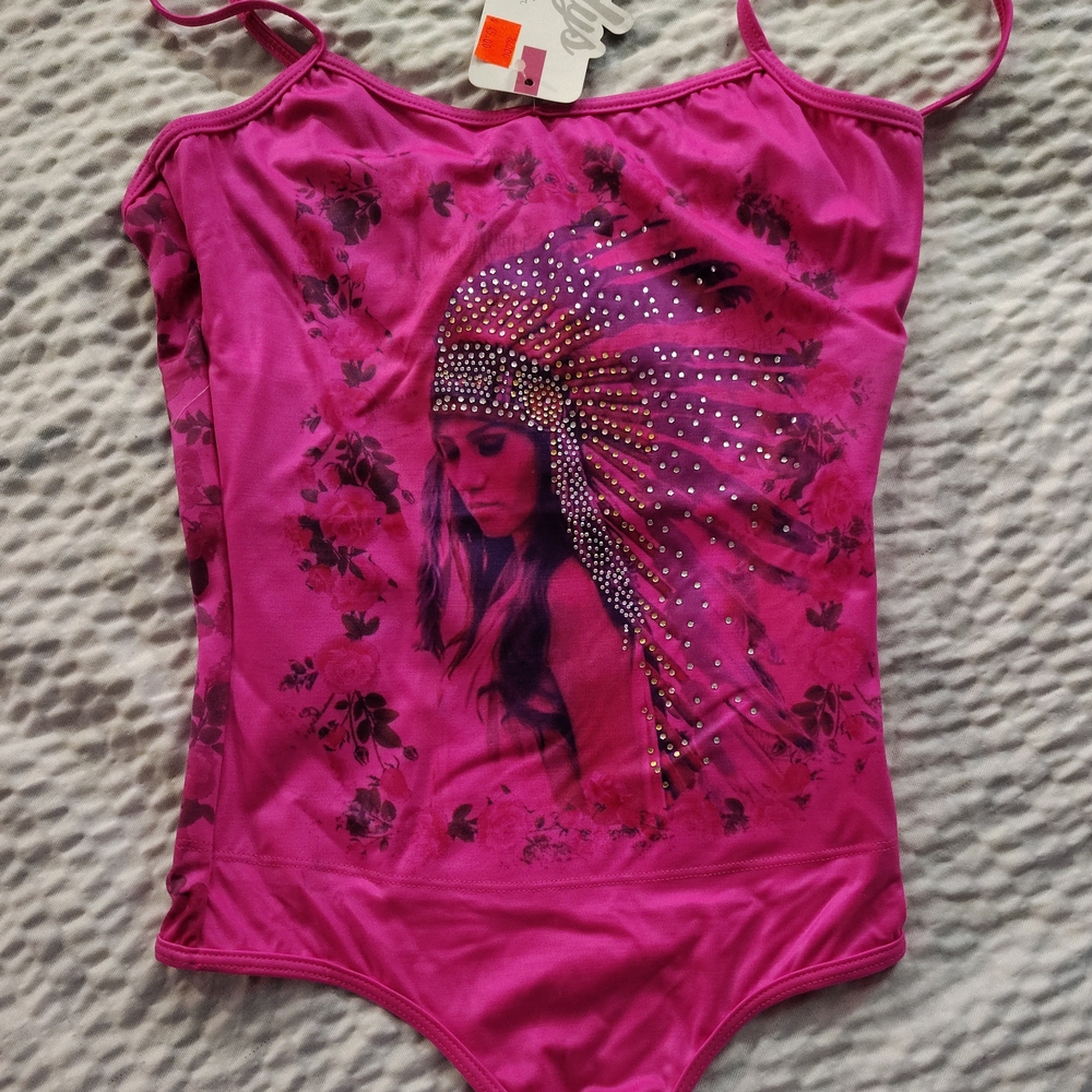 Women's Pink Graphic Bodysuit